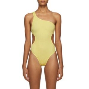 One-Shoulder Yellow Women Swim One Piece